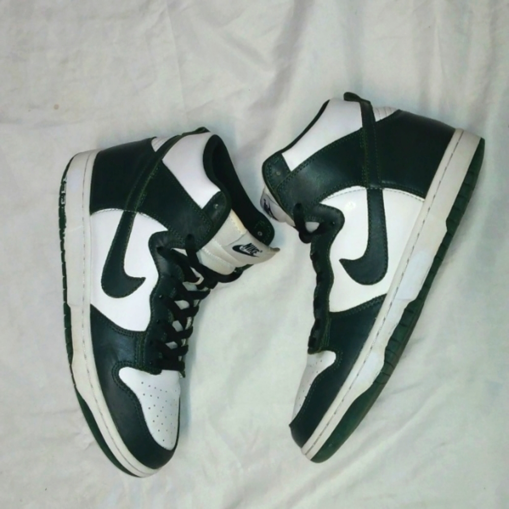 Sold ☀️☀️☀️☀️☀️☀️☀️☀️☀️☀️EUC NIKE DUNK HIGH WHITE/PRO GREEN MEN'S 8.5 - Picture 3 of 7